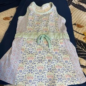 Floral and Geometric Patterned Dress with Tie Waist